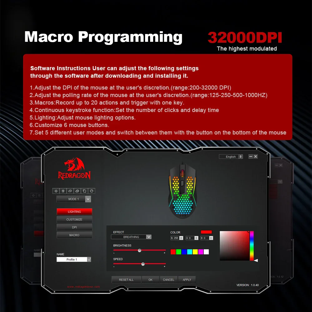 Redragon M987P-K Reaping Elite Lightweight RGB Gaming Mouse Redragon M987P-K Reaping Elite Lightweight RGB Gaming Mouse